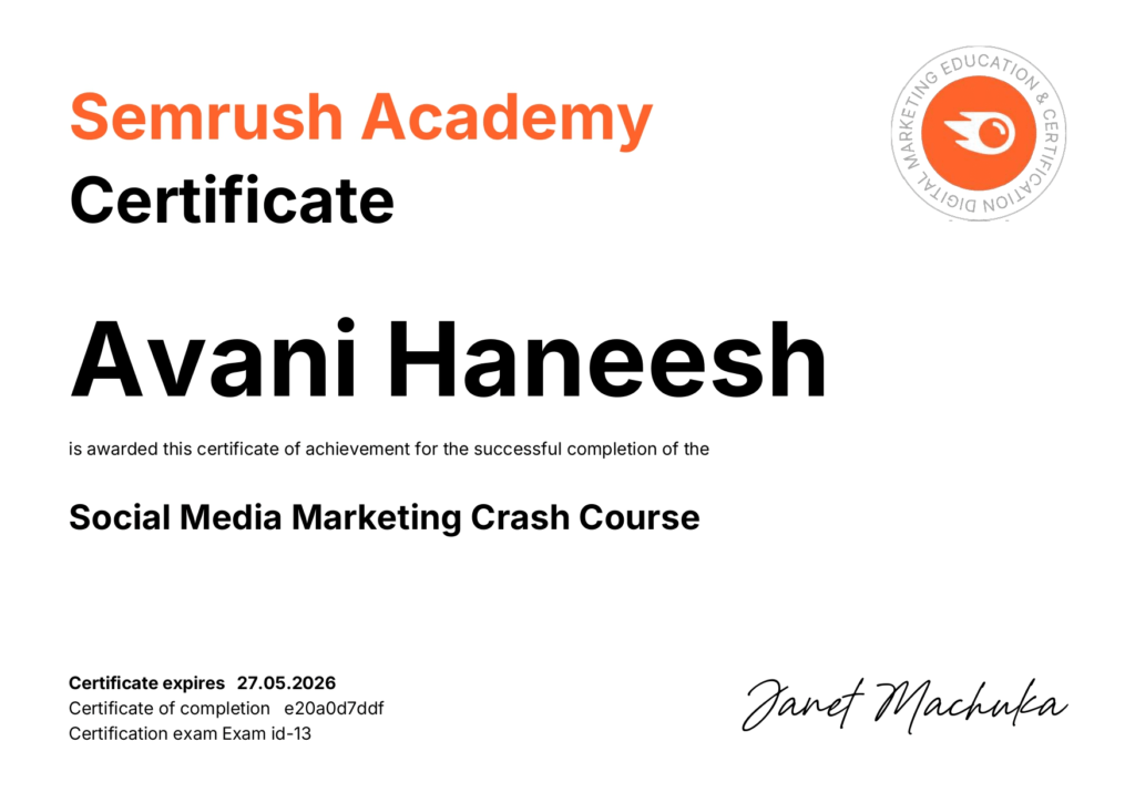 avani haneesh semrush certificate compressed page 0001